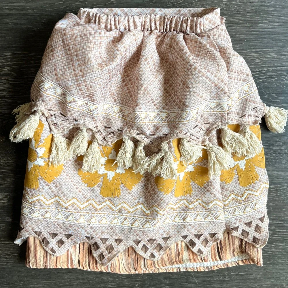 Disney Moana Toddler Costume Skirt Brown Fringe Size 3T